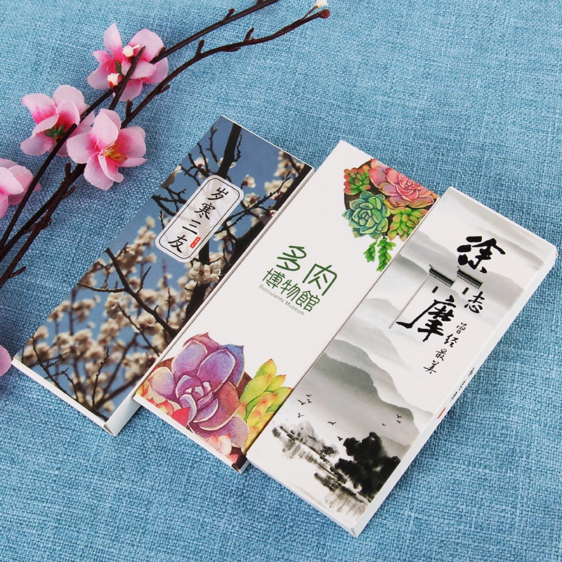 Hộp 30 thẻ đánh dấu sách hình phong cảnh thế giới sáng tạo