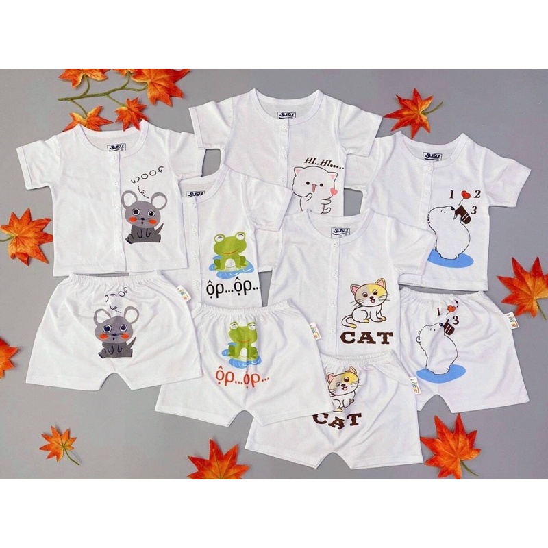 Combo 2 bộ/5 bộ tay ngắn cotton Su su cho bé sơ sinh đến 1 tuổi