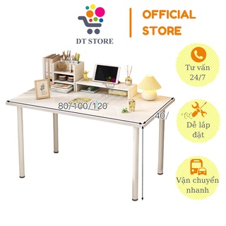 Bàn học để máy tính chân sắt tròn phong cách Bắc Âu, bàn làm việc mặt bàn kích thước lớn mẫu mới cải tiến nhất