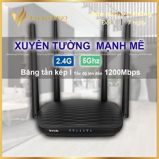 Bộ Thiết Bị Cục Phát WIFI TENDA AC5 4 Râu Xuyên Tường Router WIFI 5Ghz Moden Modern Moderm Modem Wifi 5G 2 Băng Tần