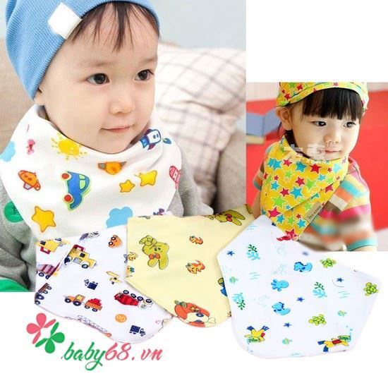 Khăn YẾM tam giác cho bé loại cotton 2 lớp có 2 cúc bấm, giữ ấm cổ cho bé khi ngủ, giúp thức ăn không bị dính quần áo