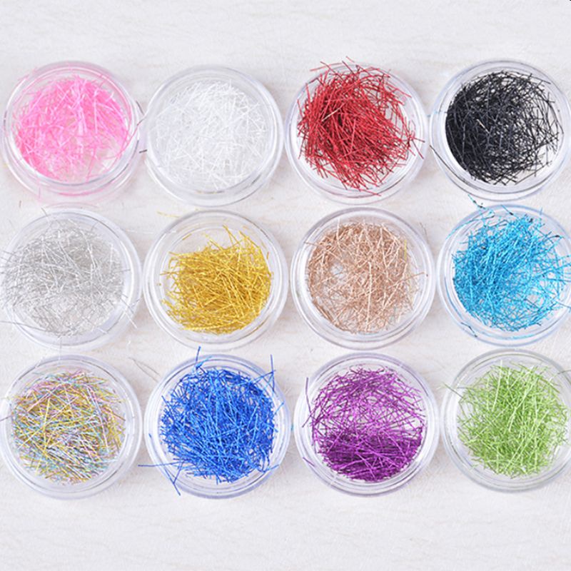 Set 12 sợi lụa mini nhiều màu sắc đính móng trang trí nghệ thuật dùng trang trí đồ trang sức/đồ thủ công