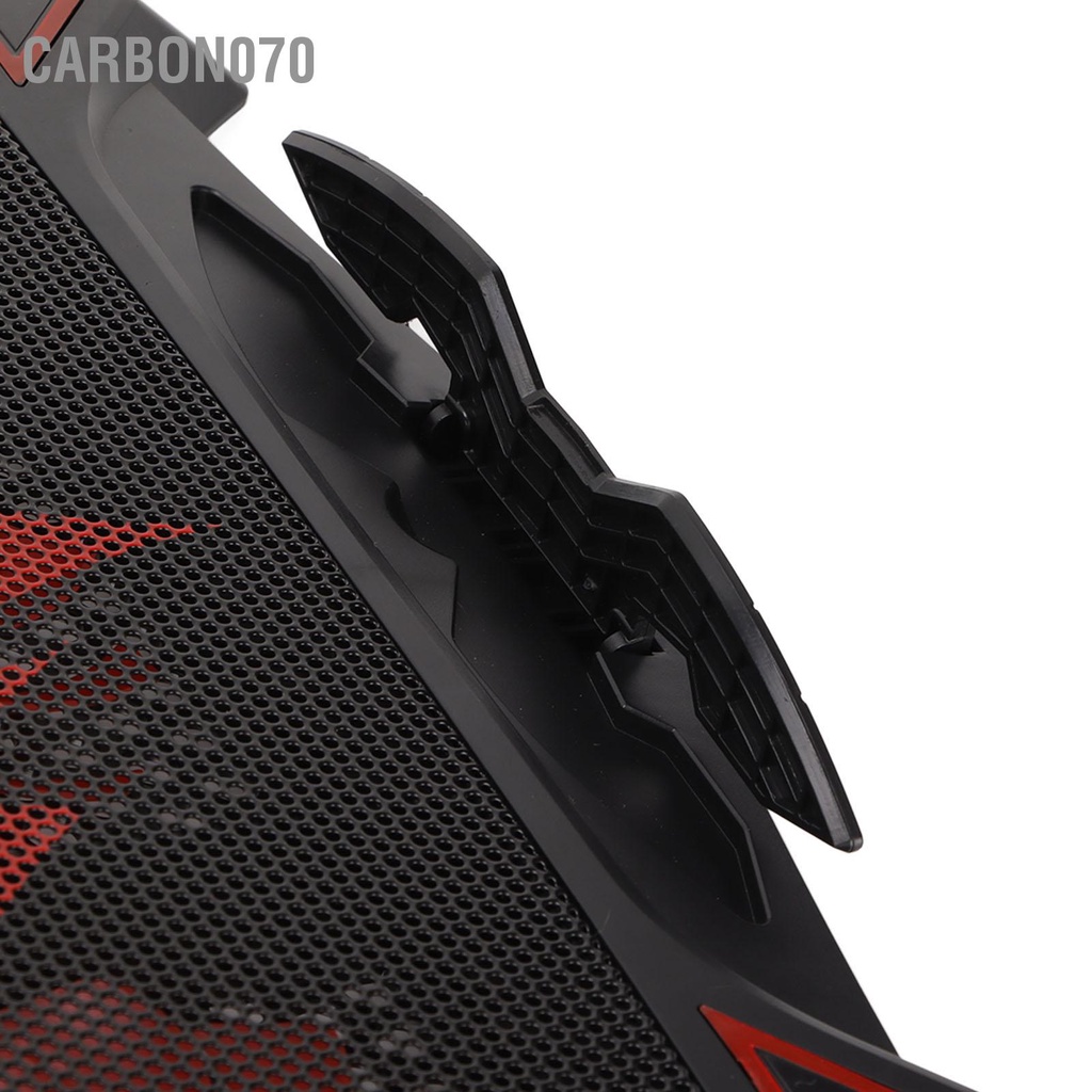 Carbon070 Tấm làm mát máy tính xách tay chơi game Đèn LED đỏ 3 Quạt 5 góc có thể điều chỉnh Cổng USB kép Máy yên tĩnh cho 16 inch