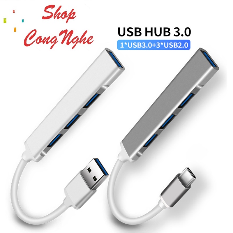Bộ Chuyển Đổi Hub Cổng USB Type C Bằng Kim Loại Sạc Truyền Dữ Liệu Tốc Độ 5Gbps Chia 4 Cổng USB 3.0 Cho Máy Tính