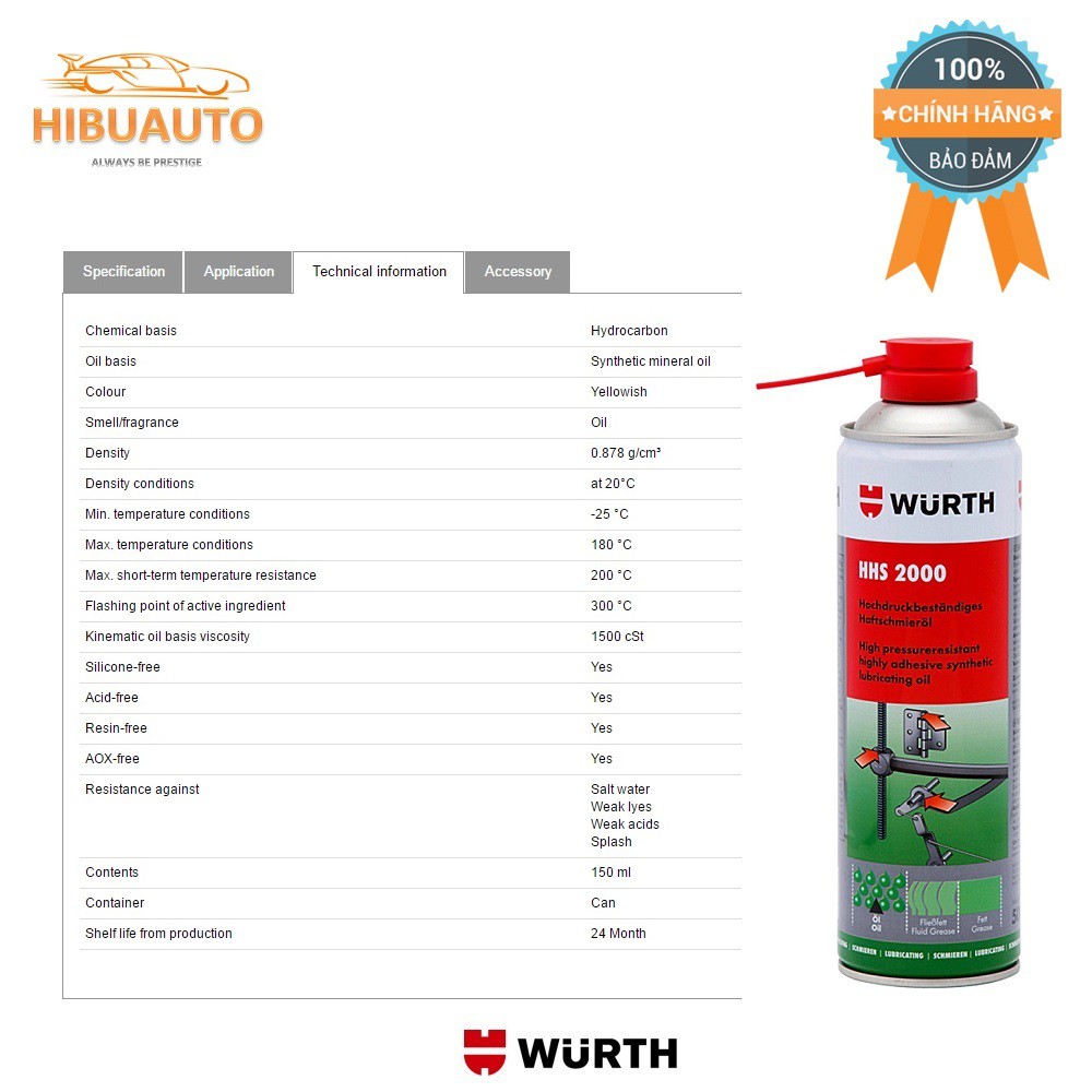 Mỡ Bò Nước Bôi Trơn Chịu Nhiệt - Wurth HHS 2000 500ml W0893106 | HIBUAUTO