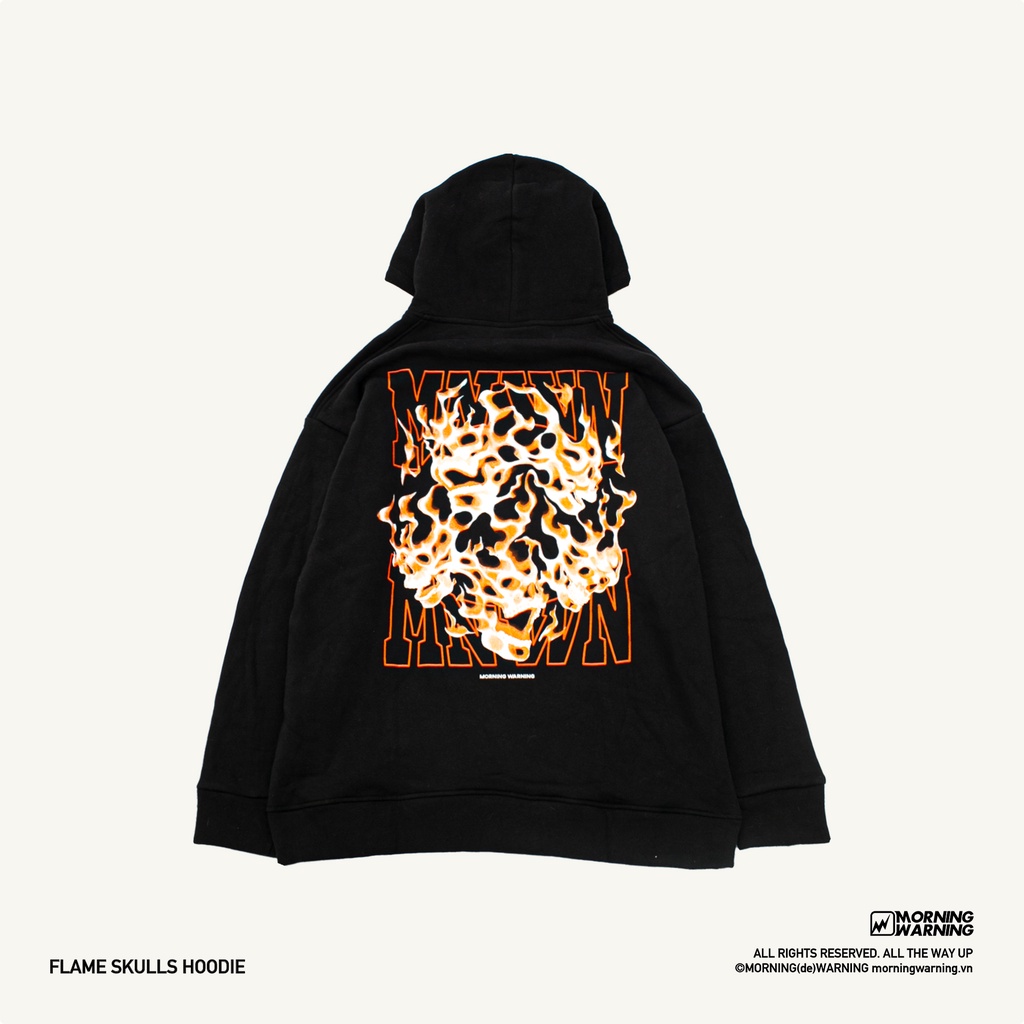 Áo Hoodie Morning Warning Flame Skull - Orange