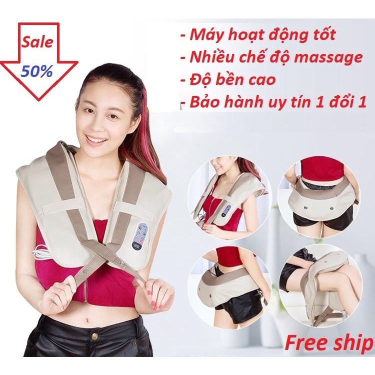 [HCM]ĐAI MASSAGE ĐẤM LƯNG VAI CỔ GÁY TOÀN THÂN NECK W-808  GIẢM ĐAU NHỨC MỎI.THOẢI MÁI KHI SỬ DỤNG