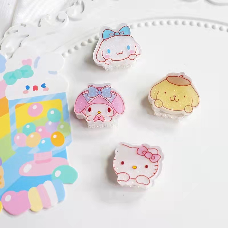 Kẹp Tóc Mini Hình Hello Kitty / Cún Cinnamon / Melody Dễ Thương Phong Cách Nhật Bản