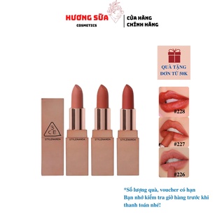 Son Thỏi Lì 3CE Matte Lip Color Vỏ Vàng 3.5g Cho Làn Môi Mịn Màng, Ẩm Ướt - Hương Sữa Cosmetic