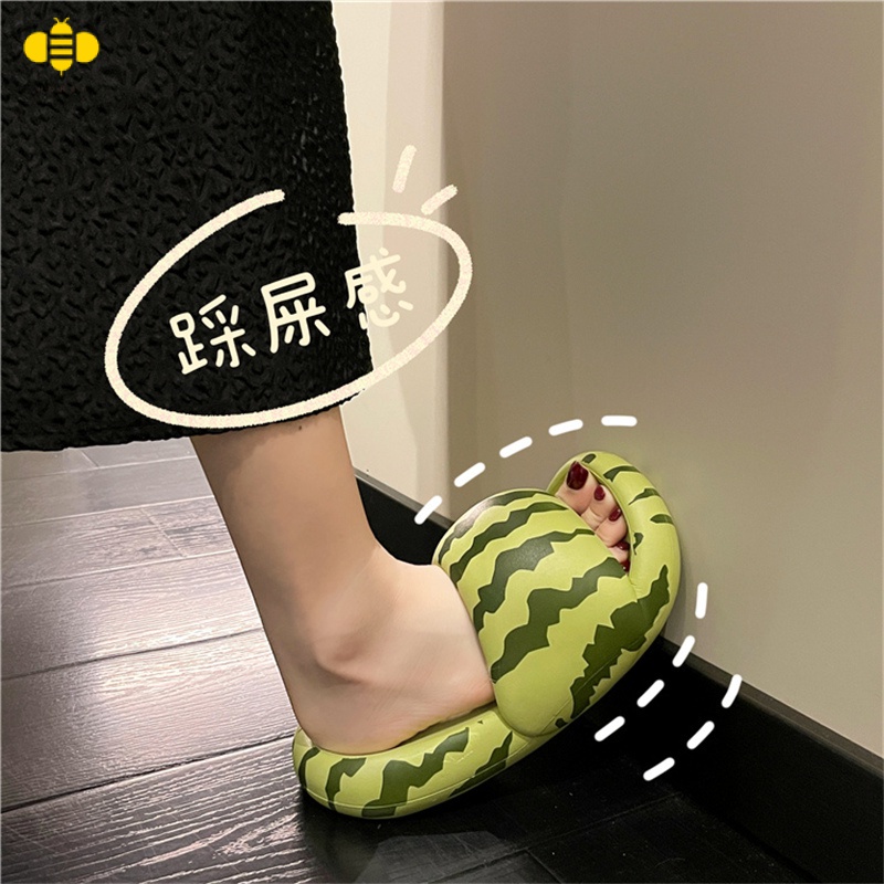 Dép Bánh Mì EVA Đế Mềm Tăng Chiều Cao Chống Trượt Chống Mài Mòn Họa Tiết Dưa Hấu Dễ Thương Thời Trang Mùa Hè Cho Nữ