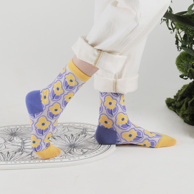 Tất Cotton In Hình Hoa Mắt 3D Vui Nhộn Thời Trang Cho Nữ Xixi