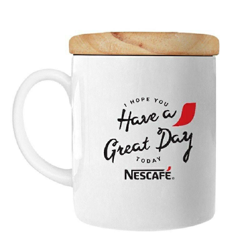 Cốc/Ly sứ nắp gỗ Nescafe