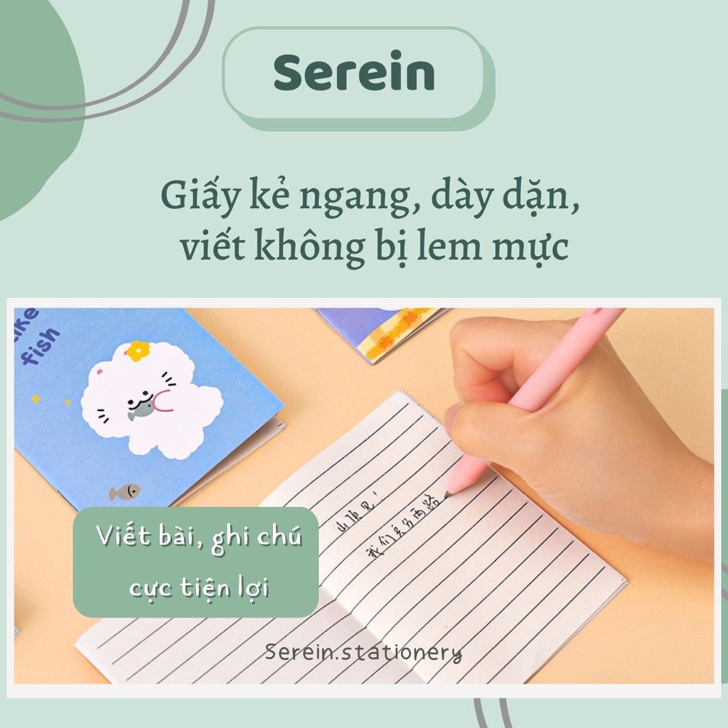 Sổ tay mini cute SEREIN sổ tay ghi chú dễ thương bỏ túi tiện lợi văn phòng phẩm phong cách Hàn Quốc