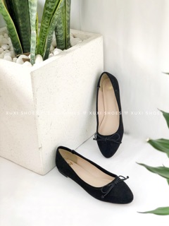 (ảnh thật ) Giày búp bê da lộn nơ