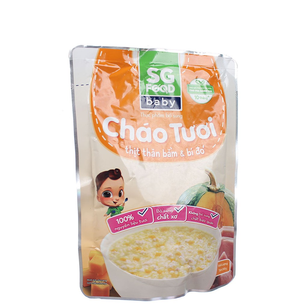 [CHÍNH HÃNG] Cháo Tươi SG Food Baby Thịt Thăn Bằm & Bí Đỏ Gói 240g (Tươi ngon như mẹ nấu) | BigBuy360 - bigbuy360.vn