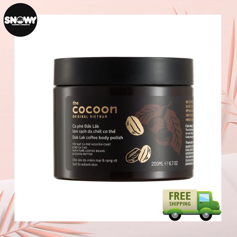 Tẩy tế bào da chết Cà phê Cocoon Dak Lak dành cho da cơ thể body 200ml