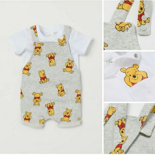 Set áo phông quần yếm gấu  săn sale H.M UK sz 9-12m