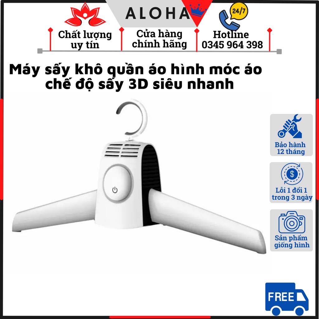 Máy Sấy Quần Áo Dạng Móc Treo - chế độ sấy 3D siêu nhanh - LỖI 1 ĐỔI 1 TRONG 7 NGÀY