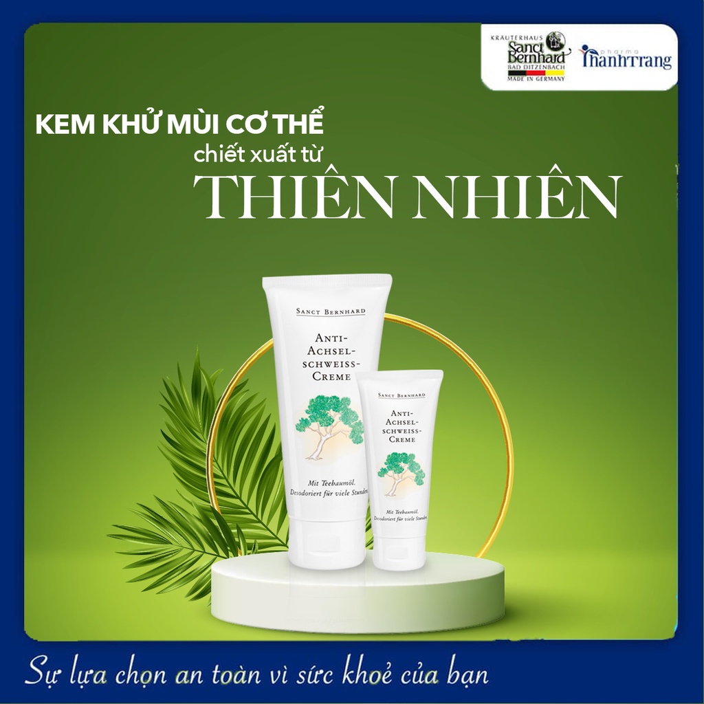 Kem khử mùi hôi nách Anti Perspiration tràm trà giúp kiểm soát mùi, mồ hôi [Chính hãng Sanct Bernhard - CHLB Đức] 100ml