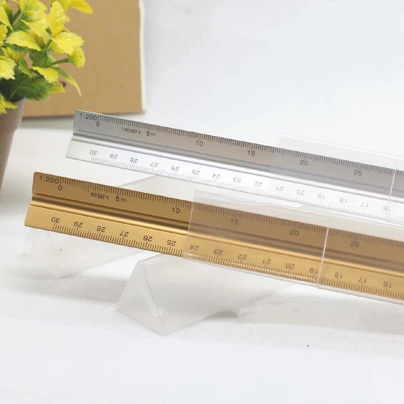 Thước Đo Lường Hình Tam Giác 30cm Bằng Nhôm Màu Đen Tỉ Lệ 1: 100-1: 500 Chất Lượng Cao