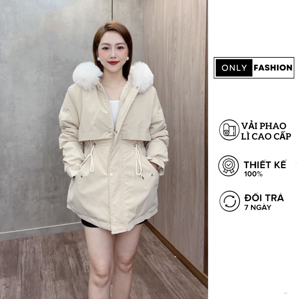 ÁO PHAO Parka nữ MŨ LÔNG DÁNG HÀN QUỐC, ÁO KHOÁC NỮ QUẢNG CHÂU