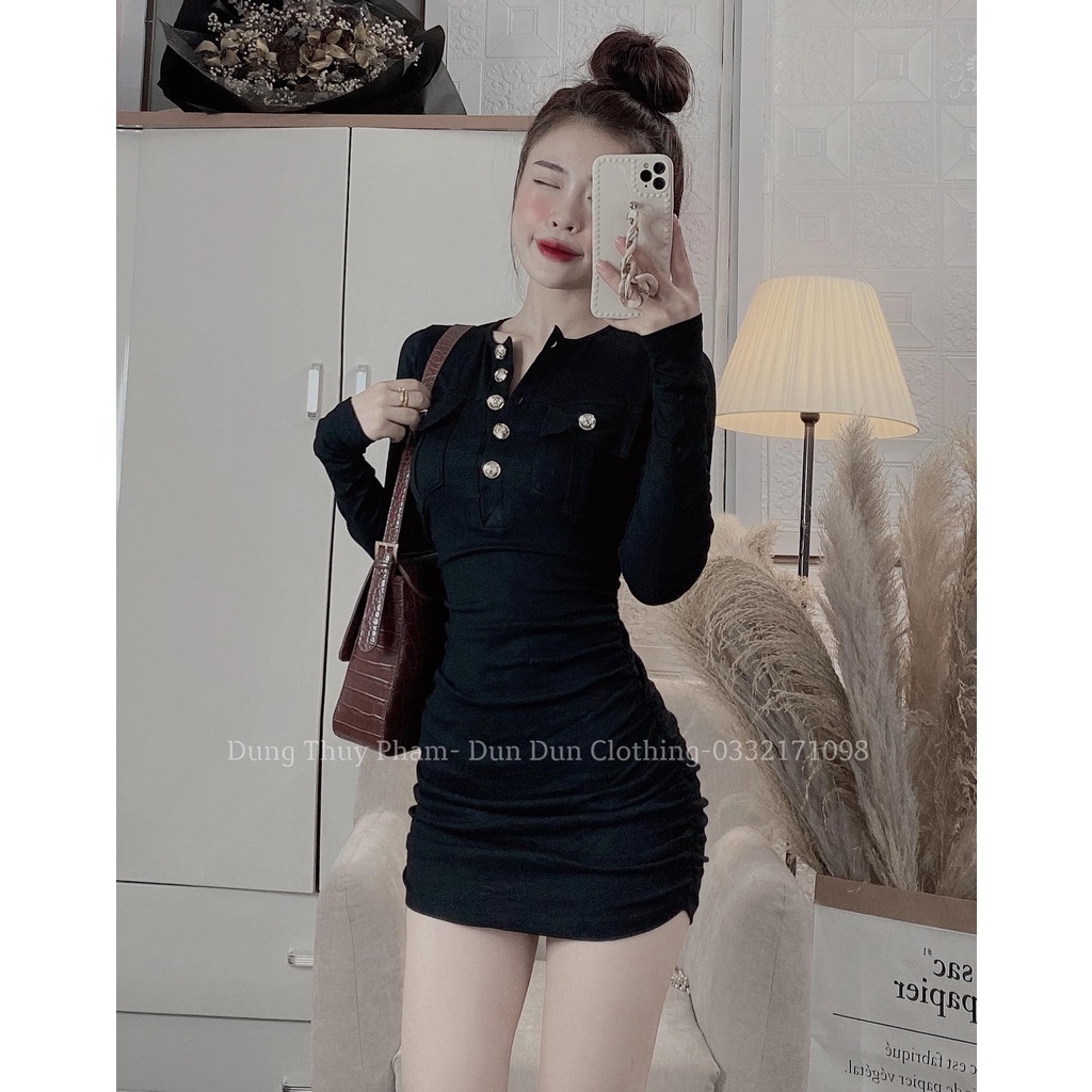 Váy body cúc bạc
