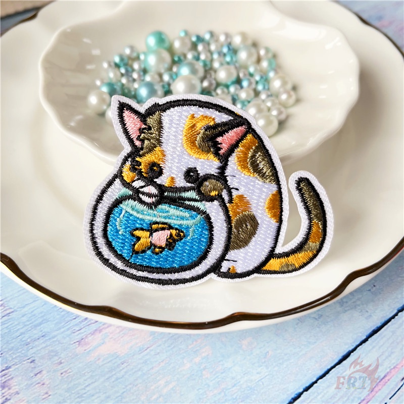 ♚ Miếng Dán Ủi Hình Mèo Lười Biếng Ăn Món Tráng Miệng / Ngủ / Play ♚ 1 Miếng Dán Ủi Lên Quần Áo