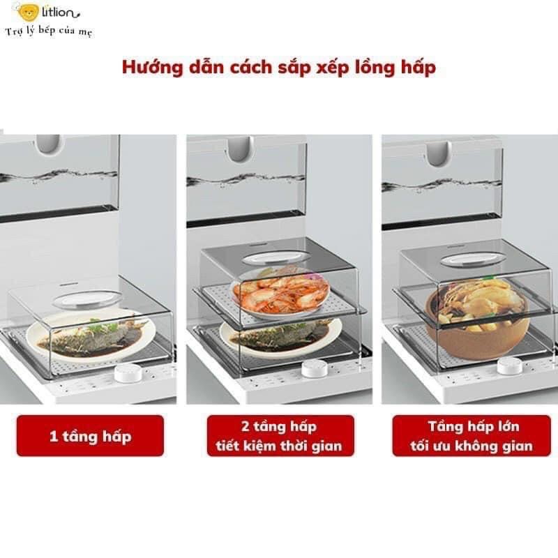 Nồi hấp điện 3 tầng YUNIKLY 10,8 lít xửng hấp inox gập đôi đa năng tiện lợi.HÀNG CÓ SẴN/BH 1 NĂM