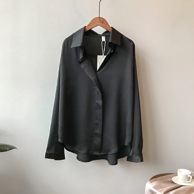 Áo sơ mi lụa nữ bigsize form dáng rộng công sở tay dài cao cấp dày dặn không nhăn mát mịn Hàn Quốc nhiều màu N-2