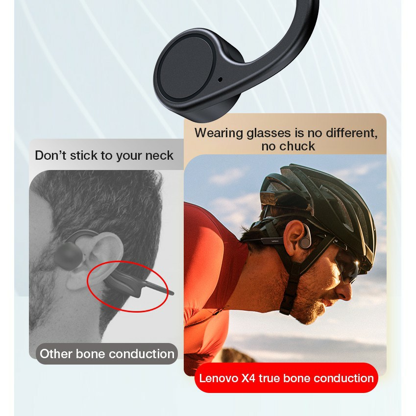 Tai nghe Bluetooth không dây LENOVO X4 âm thanh nổi thông minh giảm tiếng ồn với micro và thời lượng pin siêu dài