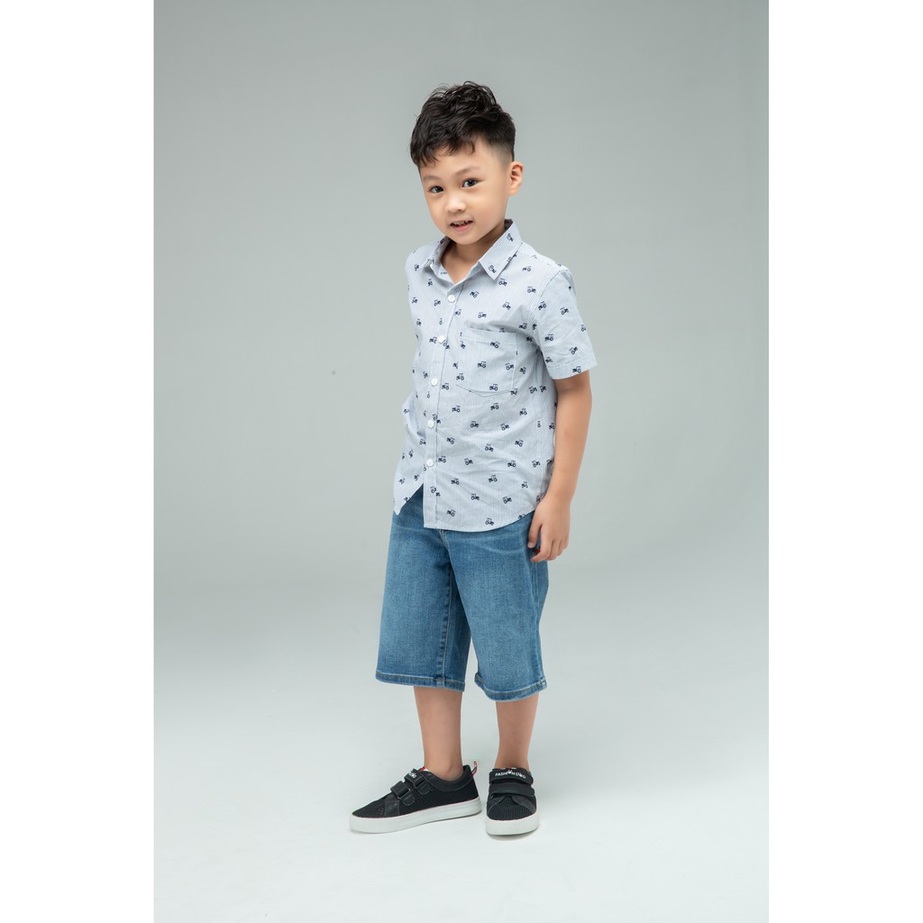 Áo sơ mi bé trai kẻ họa tiết IVY moda MS 16K1133