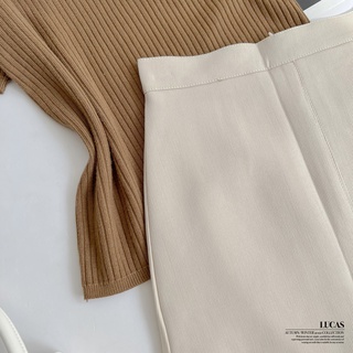 Áo len nâu tăm cổ tròn tay cộc dáng basic ,