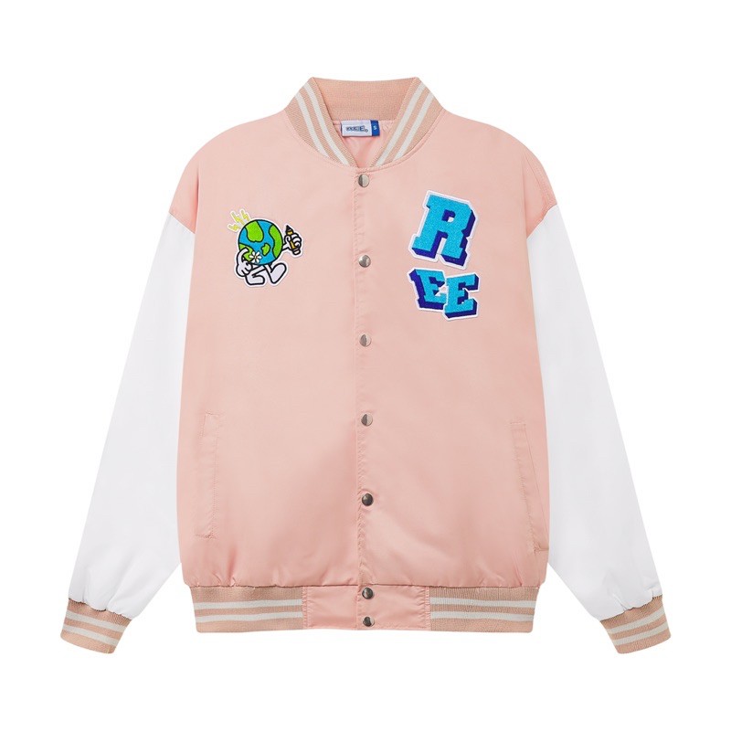 ÁO KHOÁC VARSITY THÊU MÀU HỒNG