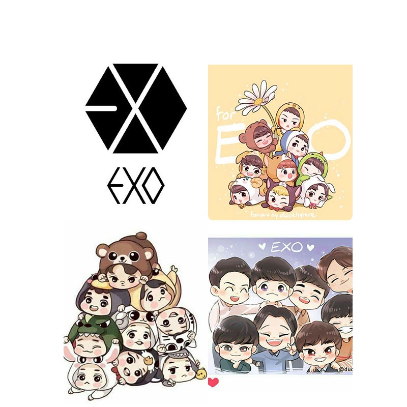 Bộ tranh đính đá tự làm hình nhóm nhạc EXO cỡ 30x30cm trang trí nhà cửa