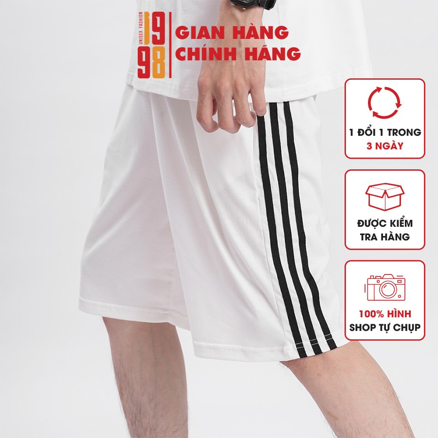 [ Bán lỗ xin 5🌟 ] Quần short nam, Quần đùi nam ngắn đẹp 3 màu xám trắng đen thương hiệu 1998 unisex