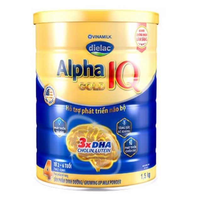 Sữa bột Vinamilk Dielac Alpha Gold IQ Step 4 ( 2- 6 tuổi ) - Hộp thiếc 1500gr