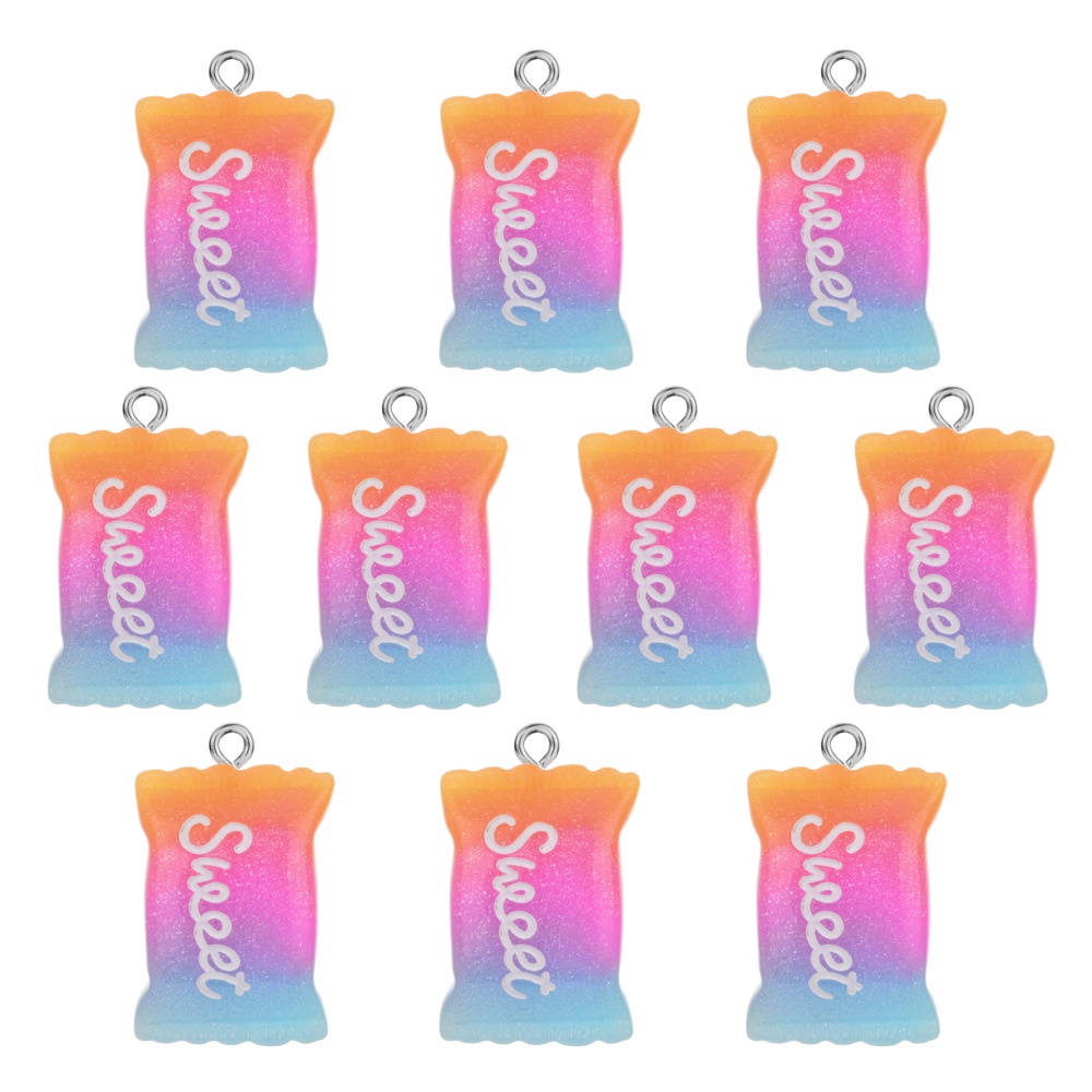 Set 10 Mặt Dây Chuyền Bằng Nhựa Màu Sắc Ngọt Ngào