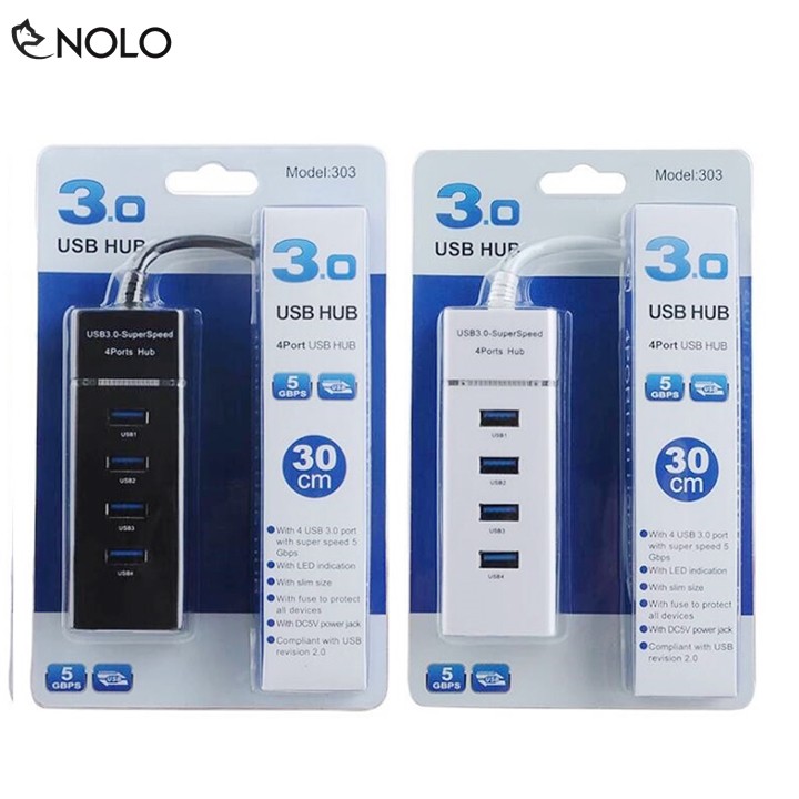 Hub Chia Cổng USB Tốc Độ 3.0 Model HB03 Có 4 Port Dây Cáp Dài 30cm Hỗ Trợ Win 10