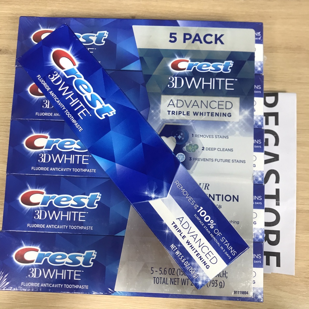 Hàng Mỹ - Kem đánh răng CREST 3D White Fluoride Anticavity Toothpaste - Kem đánh răng làm trắng răng 158g