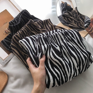 Quần Dài Nữ Ống Rộng Họa Tiết Ngựa Vằn Thời Trang 2021