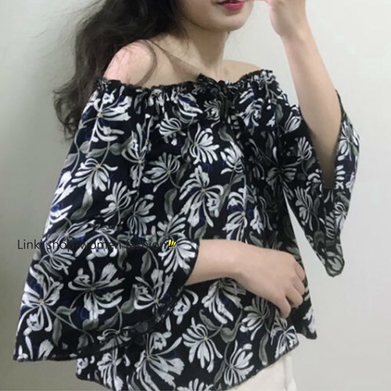 Ready Stock ✮ Linki floral print trumpet sleeves chiffon top fashion blouse casual women clothing 11016 | BigBuy360 - bigbuy360.vn