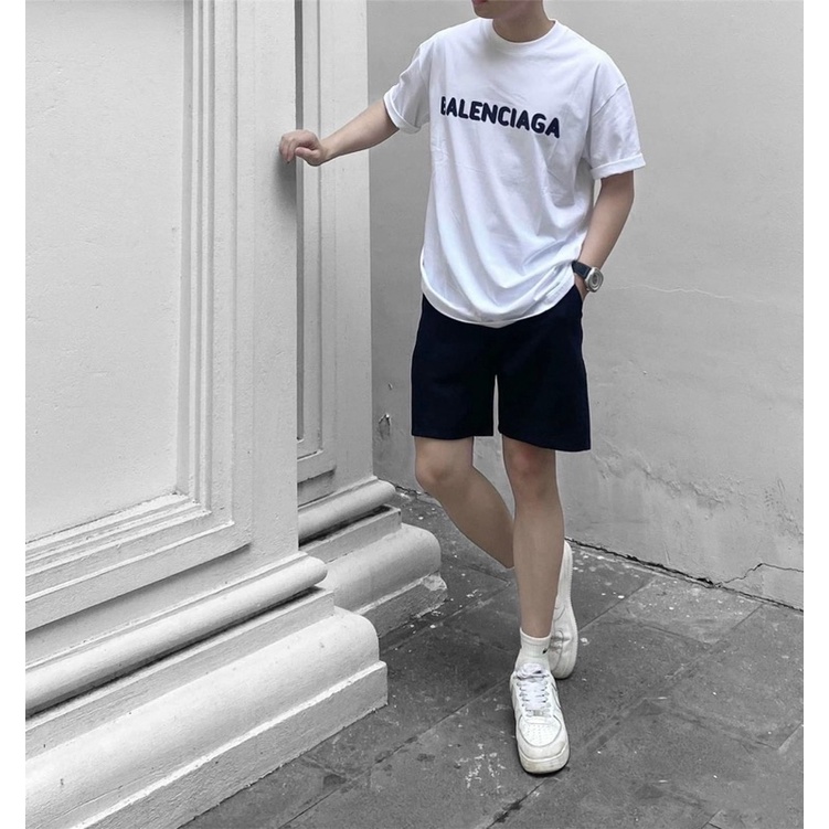 ÁO THUN TAY LỠ COTTON BALENCIAGAA TRẮNG FORM UNISEX NAM NỮ