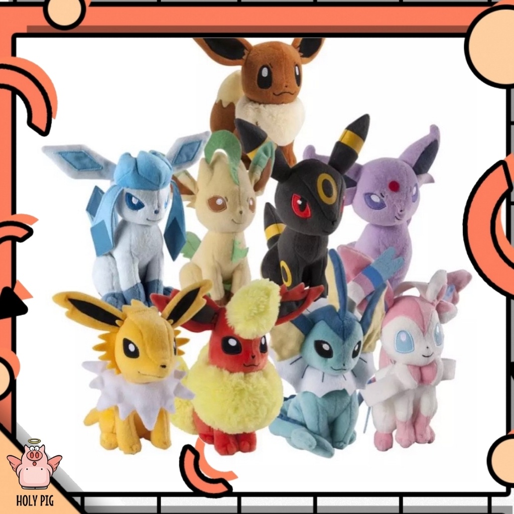 Gấu bông Eevee 9 hệ tiến hóa Glaceon, Leafeon, Umbreon, Espeon, Jolteon, Vaporeon, Sylveon, Falreon