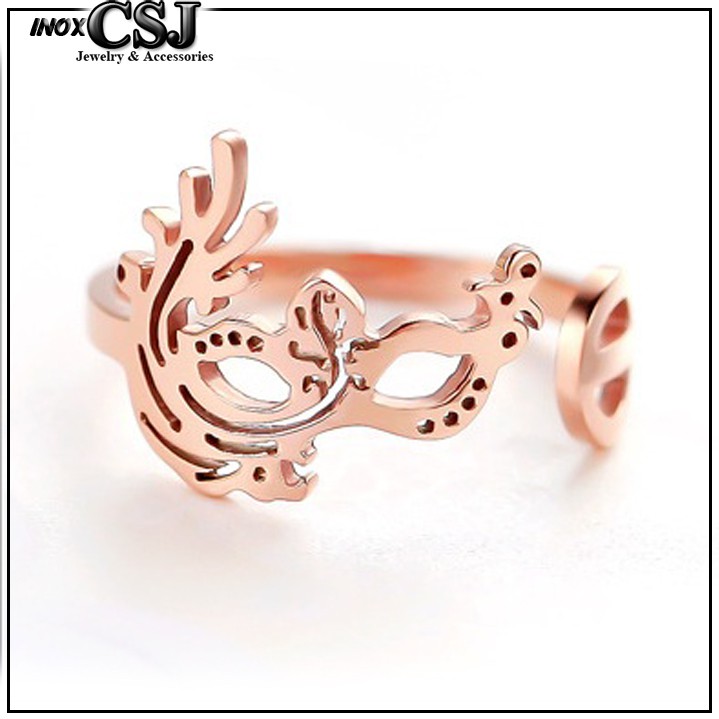 NHẪN TITAN MẶT NẠ FREE SIZE MÀU HỒNG siêu đẹp - tặng hộp đựng nhẫn xinh xắn