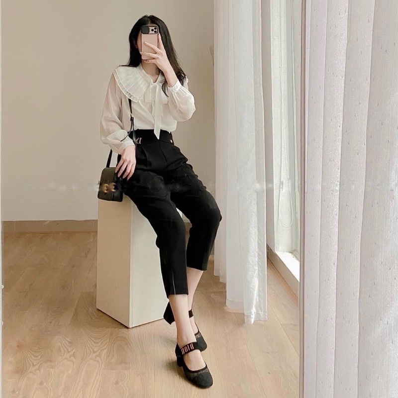 Áo sơ mi cổ 2 tầng dập ly, phù hợp mặc đi chơi, đi làm. Chất tơ ánh Hàn mềm minh, k nhăn nhàu A35