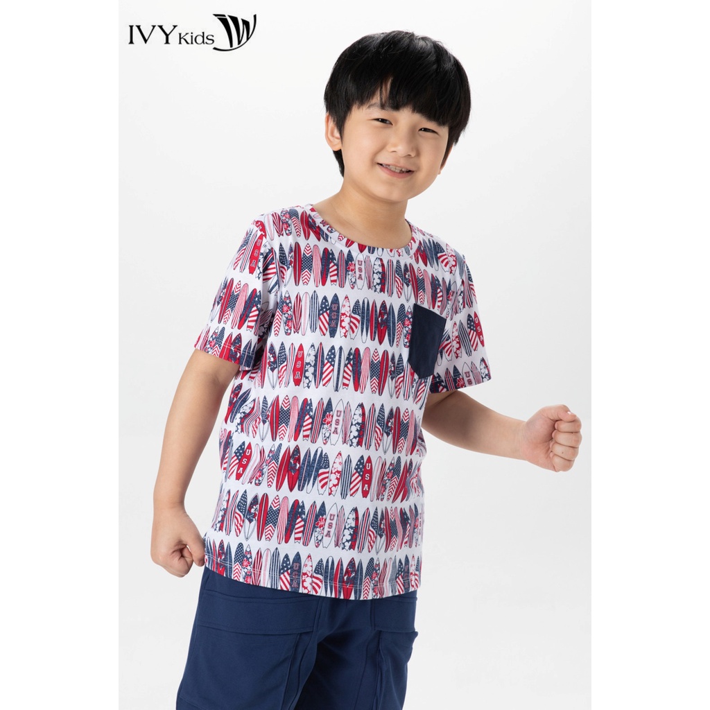 Bộ 2 Áo thun túi trước bé trai IVY moda MS 57K1475