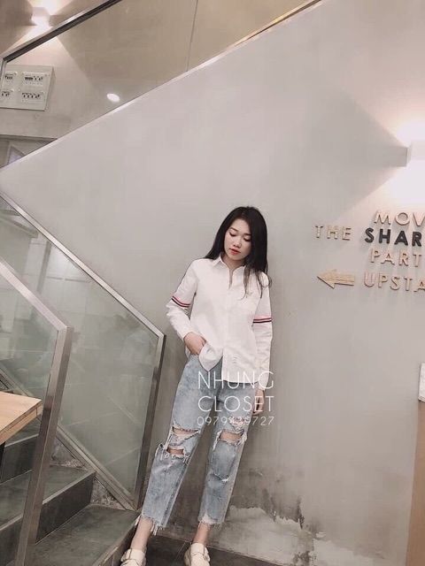 Sản phẩm gia đình làm: Sơ mi viền tay nam nữ vải mát