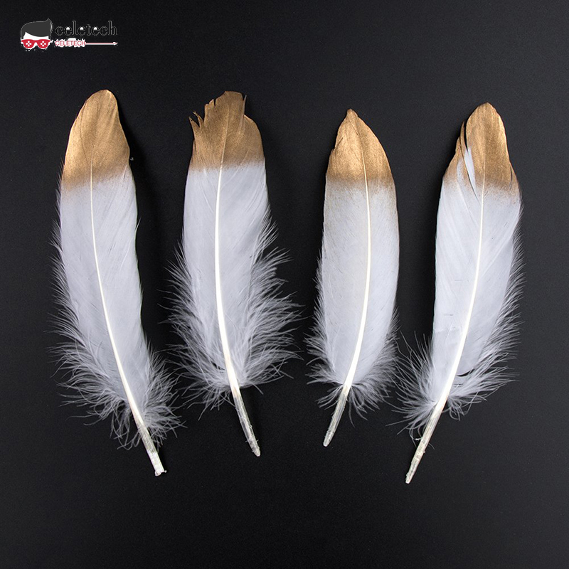 Phụ Kiện Trang Trí Bông Tai Hình Dream Catcher Lông Ngỗng Màu Trắng Vàng