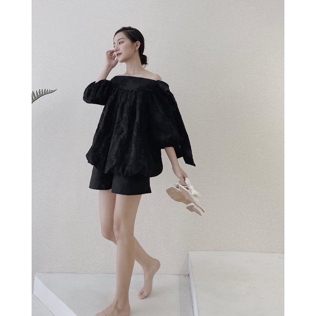 Áo sơ mi trễ vai buộc nơ B-AM STORE