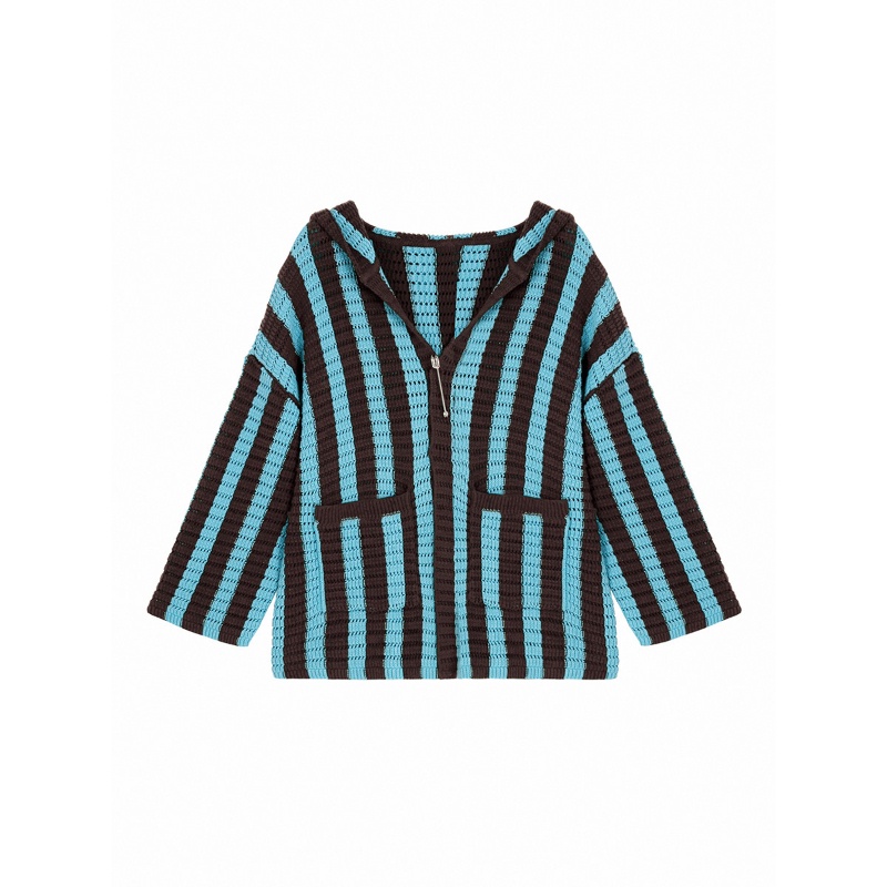 Áo khoác cardigan COZOK dệt kim tay dài cổ chữ V hoạ tiết kẻ sọc thời trang